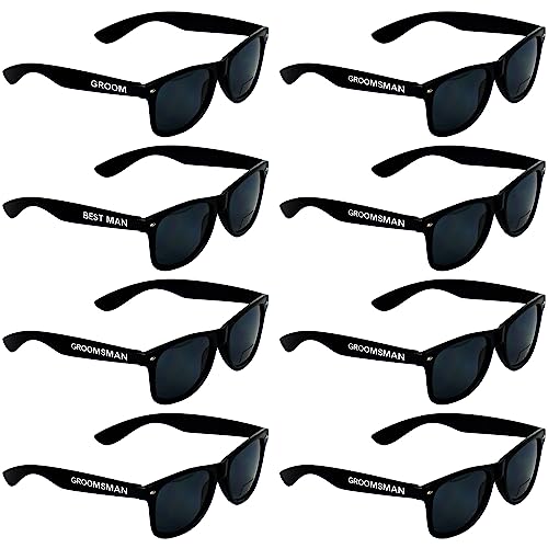 Image of 8 Pack Groomsmen Sunglasses for Men - Wedding Sunglasses for Groomsman Proposal Gifts, Bachelor Party Favors