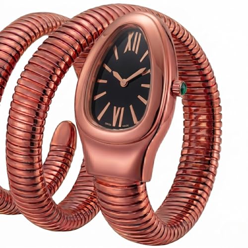 Image of Serpentine Snake Watch for Woman with Spiral Bracelet, Dial Watch for Woman with Quartz, Stylish Analog Waterproof Serpenti Watches Women