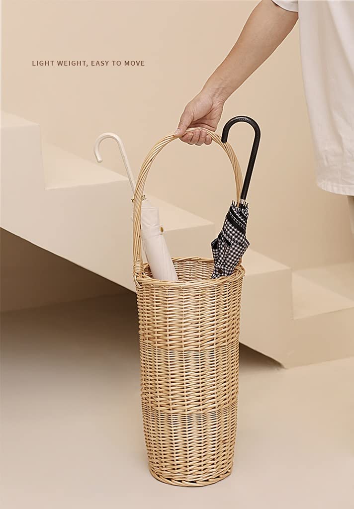 Portaombrelli in vimini fatto a mano, 58 cm, supporto in rattan