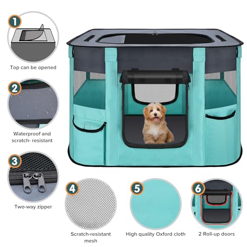 Cuden Cercadinho Portátil para Animais de Estimação-Cercadinho Dobrável para Cães E Gatos Interno, C
