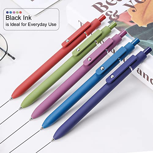 FIOVER-5pcs-Gel-Pens-Quick-Dry-Ink-Pens-Fine-Point-Retractable-Ballpoint-Pens-Japanese-Black-Ink-Smooth-Writing-Pens-for-Journaling-Note-Taking-Office-School-Supplies-Gifts-Women-Men-Retro-color
