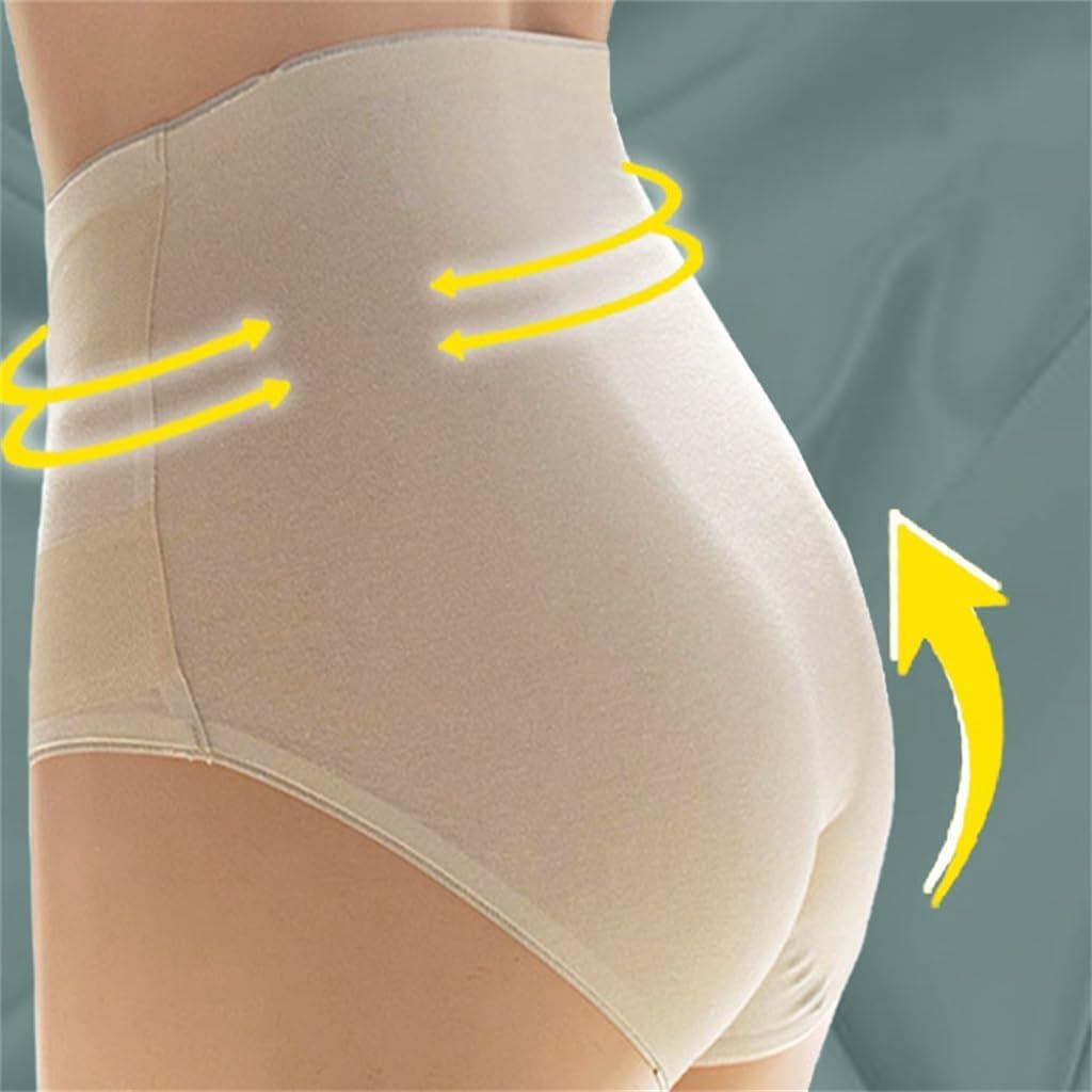 High waisted abdominal tightening and hip lifting underwear for women, large size cotton, trackless
