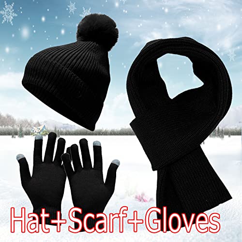 Ensemble écharpe bonnet gants tricotés hiver pour cyclisme et ski