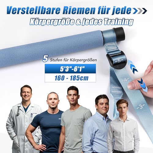 ALongSong Fitnessbänder Pilates Bar Set mit 6 Widerstandsbänder 20-180Lbs & Pilates-Stange, Griffe, Türanker für Fitness/Yoga/Kniebeugen/Stretching/Figurformung-Korallenrosa