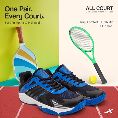 Image of Vector X Unisex Tennis Badminton Court Shoes for Men, Women Boys|Knitted + TPU Fusing Upper, EVA Midsole, Rubber Sole|Lightweight Indoor Outdoor Sports Athletic Footwear Sneakers