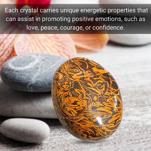 Image of Amazing Gemstone Mariyam Jasper Crystals and Healing Stones - Large Palm Stone Crystals Piedra - Crystal for Good Luck, Balanced Positive Energy, Meditation - Unique Stocking Stuffers, Gifts for Women