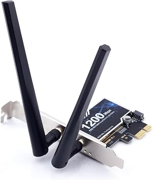 PCE-AC1200 PCI Express WiFi Card, Dual Band 2.4GHz/5GHz High Gain Antennas, Beamforming, Wireless Adapter with Low Profile Bracket, Compatible with Windows 11/10/8/7 Desktop PC Gaming & Home Use