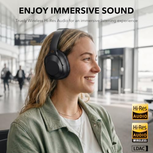 Image of Bluetooth 6.0 Hybrid Active Noise Cancelling Headphones for Airplane Travel