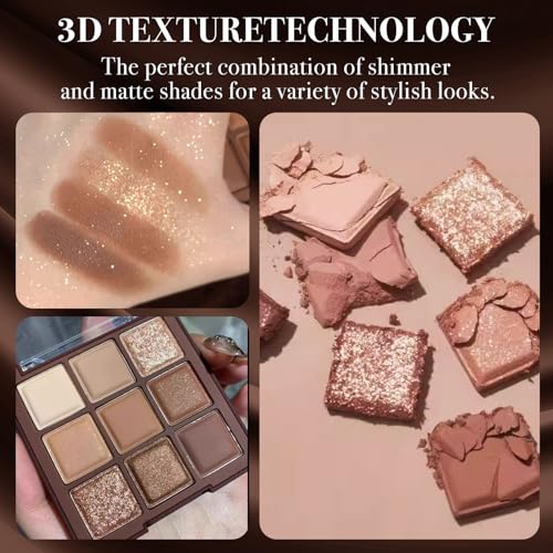 Xumann 9 Colour Matte Brown Eyeshadow Palette, Smokey Neutral Eyeshadow Palettes, Brown shades, 7.78 g (Pack of 9) - Image 4