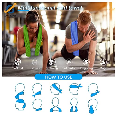 Gugelives [6 Pack] Cooling Towel, Ice Sports Towel, Cool Towel For Instant Cooling,For Yoga, Travel, Golf, Gym,Camping, Fitness, Running, Workout & More Activities (35"X12") #TOP2