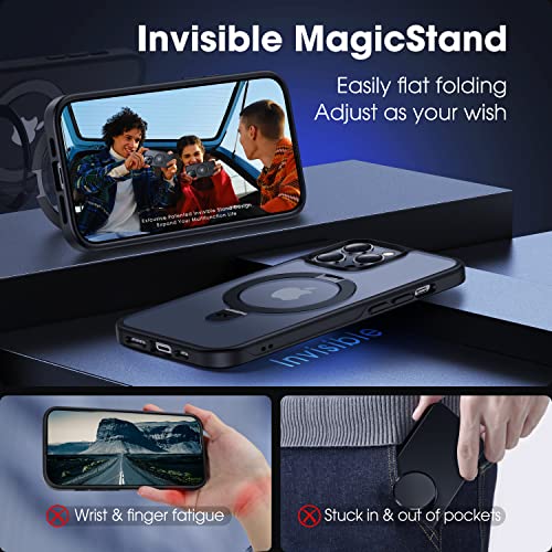 Casekoo For Iphone 13 Pro Max Case With Magnetic Invisible Stand [Military Drop Protection] [Compatible With Magsafe] Shockproof Matte Phone Case For Iphone 13 Pro Max 6.7 Inch 2021, Black #TOP1