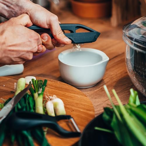 Foto von Fackelmann Porzellan Mörser & Stößel – Perfekt für frisch gemahlene Gewürze, Spülmaschinengeeignet, Ø 12cm, Weiß, Weiss/opulenter Garten