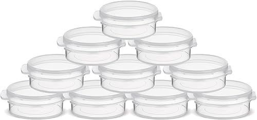 EORTA - 30 frascos de plástico para cosméticos de 0.34 oz10 g, estuche transparente vacío con tapas a presión, mini caja de almacenamiento portátil,