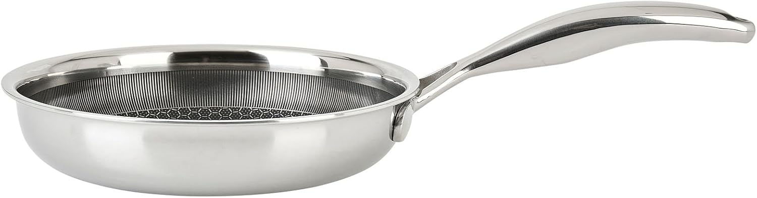 Sitram 715063 Triply Stainless Steel Frying Pan Diameter 20 cm - Honeycomb Coating - Non-Stick and Scratch-Resistant - PFOA-Free - Suitable for All Heat Sources Including Induction
