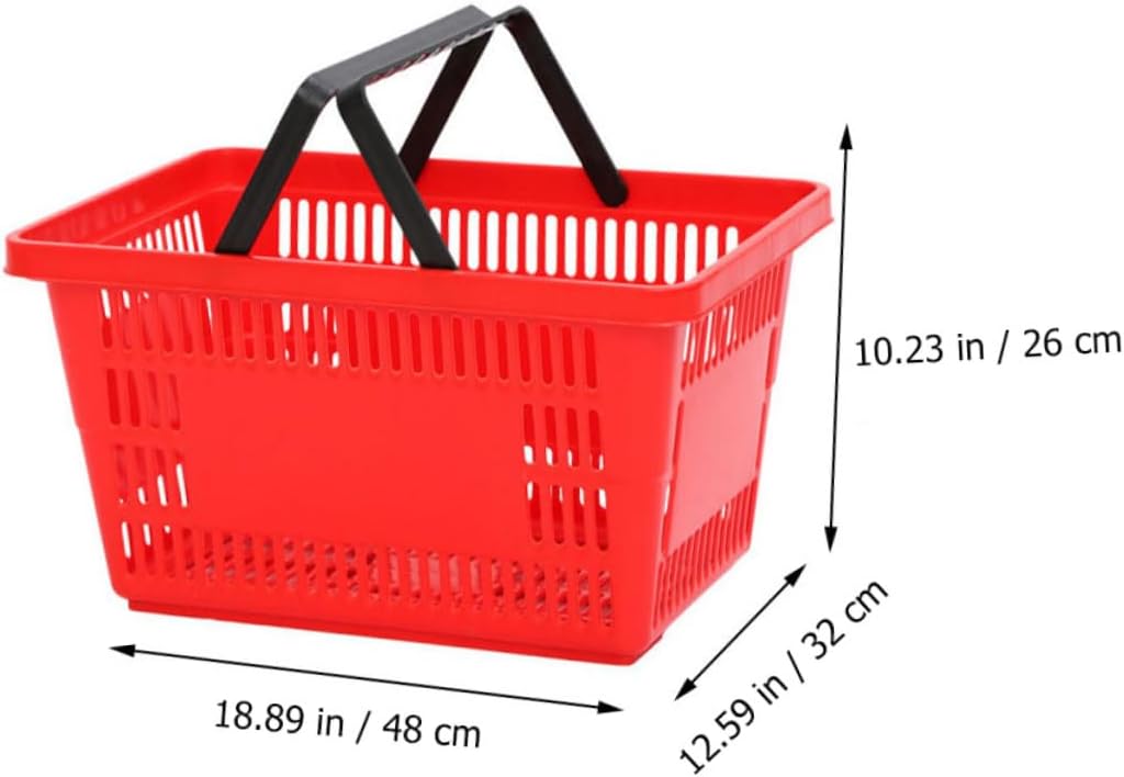 1Pc Capacity Portable Plastic Shopping Basket with Handle and Grocery Storage for Home Picnics and Daily Use Classic Bright