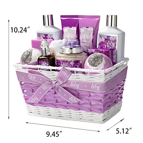 Spa Gifts For Women, Home Spa Kit, Spa Gift Basket Set Bath Gift Set For Women With Lilac Scents. 15Pcs Bath Gift Basket Set Bath Kit Include Body Scrub, Jojoba Oil, Bath Salt, Shower Steamer, Bath Bomb Basket. Christmas Birthday, Mothers Day Bath And Body Set For Women Mom Girlfriend #TOP5