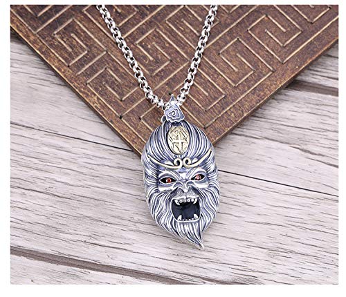 Collier Vintage Argent S925 Hommes Femmes Pendentif Bouddha Singe Sun Mode