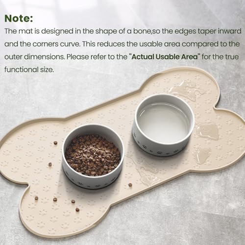 PWTAA Dog Food Mat Anti-Slip Silicone Dog Bowl Mat Thicker Pet Placemat Waterproof Cat Feeder Pad with Raised Edge Puppy Kitten Feeding Mats Suitable Small Medium-Sized Dogs Cats Eating Tray - Thumbnail 2