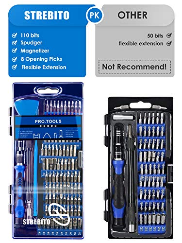 Strebito Precision Screwdriver Sets 124 In 1 Magnetic Repair Kit With 110 Bits Electronics Tool Kit For Computer, Pc, Iphone, Laptop, Cell Phone, Macbook, Ps4, Nintendo, Xbox, Game Controller(Blue) #TOP6