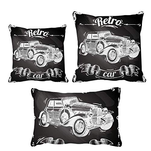 Housse de coussin voitures peintes à la main 45x45 cm en coton et lin carré - 2