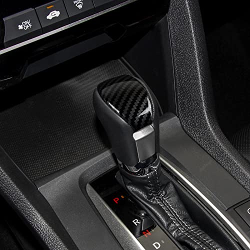 Image of Gear Shift Knob Cap Trim Decals for Honda Civic 2016 2017 2018 2019 2020 2021 10th Gen Accessories ABS Carbon Fiber Stickers