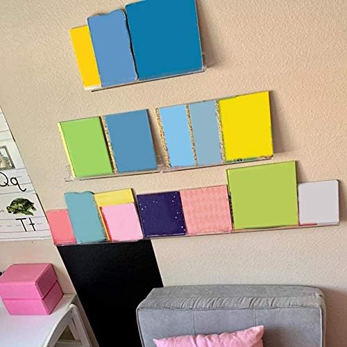 POHOVE 6pcs Acrylic Floating Shelves, Acrylic Floating Bookshelf Clear Wall Ledge Shelf, Wall Mounted Shelves for Books, Pictures, Invisible Kids Bookshelf and Small Toy Storage