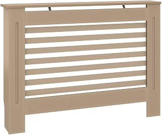 vidaXL MDF Radiator Cover with Slatted Design & Top Storage Shelf - 44.1"x7.5"x32.1" Brown Heater Cabinet for Safety & Style