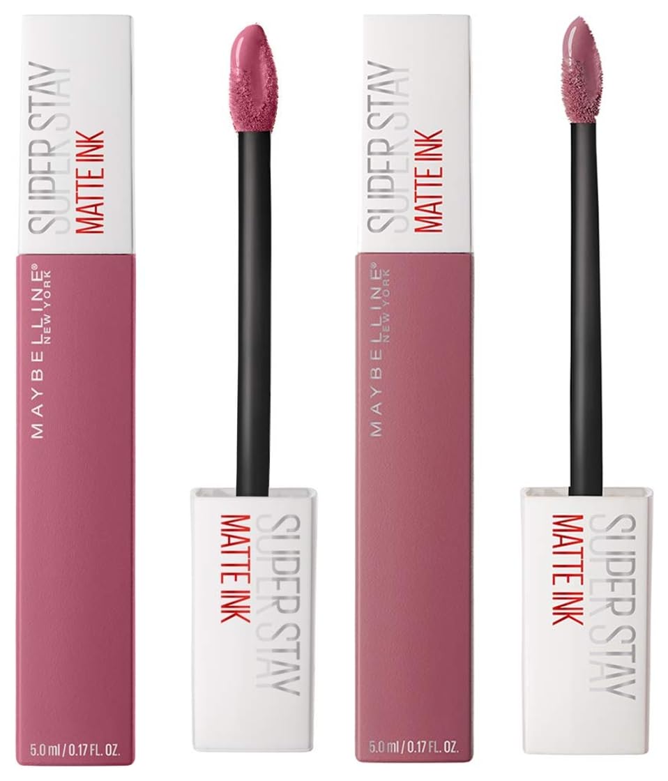 Maybelline New York Super Stay Matte Ink Liquid Lipstick, 15 Lover, 5ml and Maybelline New York Super Stay Matte Ink Liquid Lipstick, 125 Inspirer, 5g Maybelline New York Super Stay Matte Ink Liquid Lipstick, 15 Lover, 5ml and Maybelline New York Super Stay Matte Ink Liquid Lipstick, 125 Inspirer, 5g