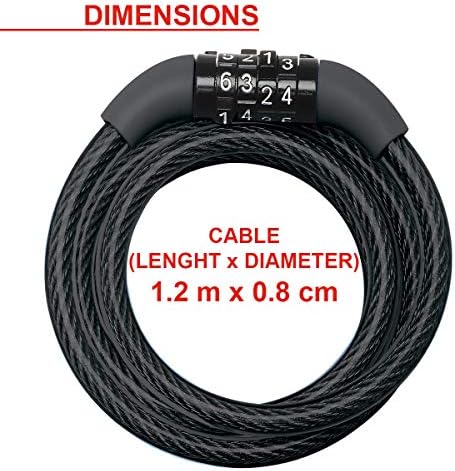 Master Lock Bike Lock Cable [Combination] [1.2 m Coiling Cable] [Outdoor] 8143EURDPRO- Ideal for Bike, Electric Bike, Skateboards, Strollers, Lawnmowers and other Outdoor Equipments