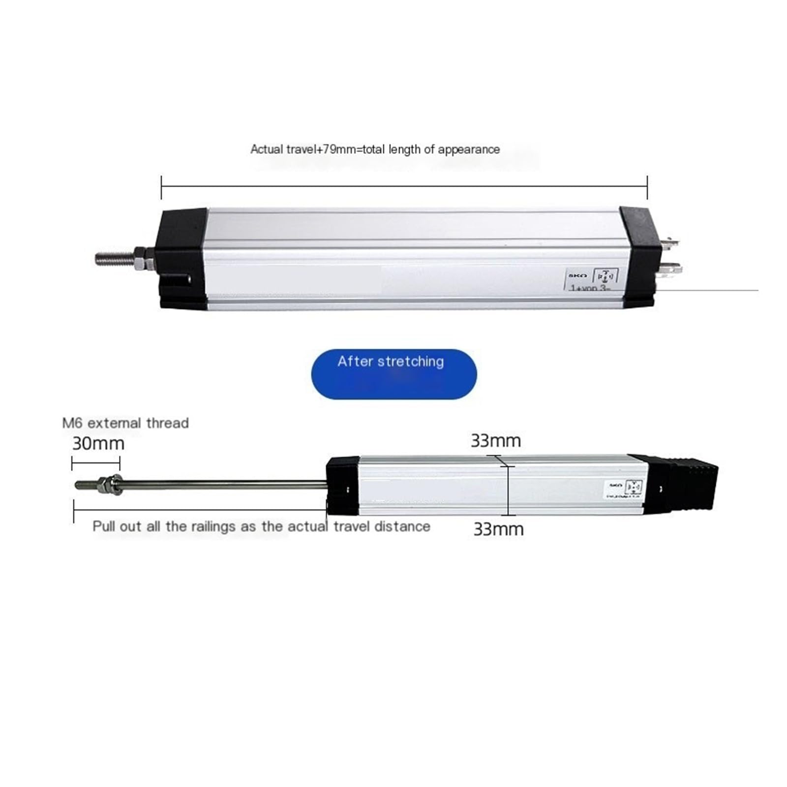 KTC50mm wtryskarka elektroniczna linijka czujnik przemieszczenia typ drążka kierowniczego miernik liniowy 650 mm (400 mm)