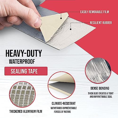 Image of Waterproof Roof Leak Repair Tape, Heavy Duty Aluminium Foil Butyl Seal Tape, Self Adhesive Leakage Solution for Water Tank, Pipe, Terrace, Wall Crack, Window Gap & Roof Sealing(FOIL TAPE)