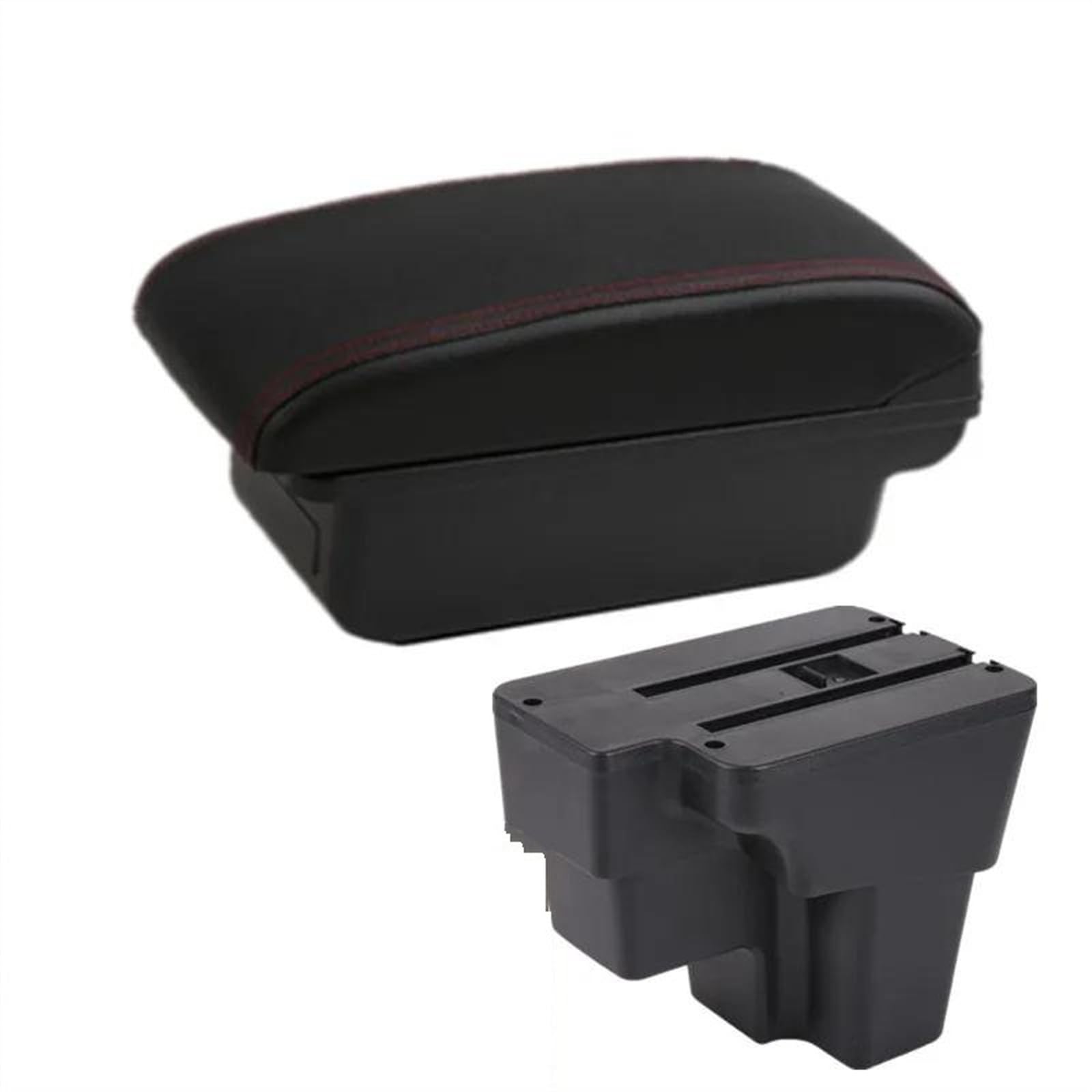 NOHEEU Car Armrest Box Retrofit Part Storage Accessorie For STONIC For Rio Lx For Cerato 2015-2024(A1 Black red NO USB)