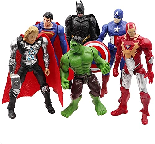 6 PCS Superhero Action Figures Batman Superman Hulk Thor Ironman Captain America Children's Toys PVC Figure Toy Dolls Cake Topperâ€¦