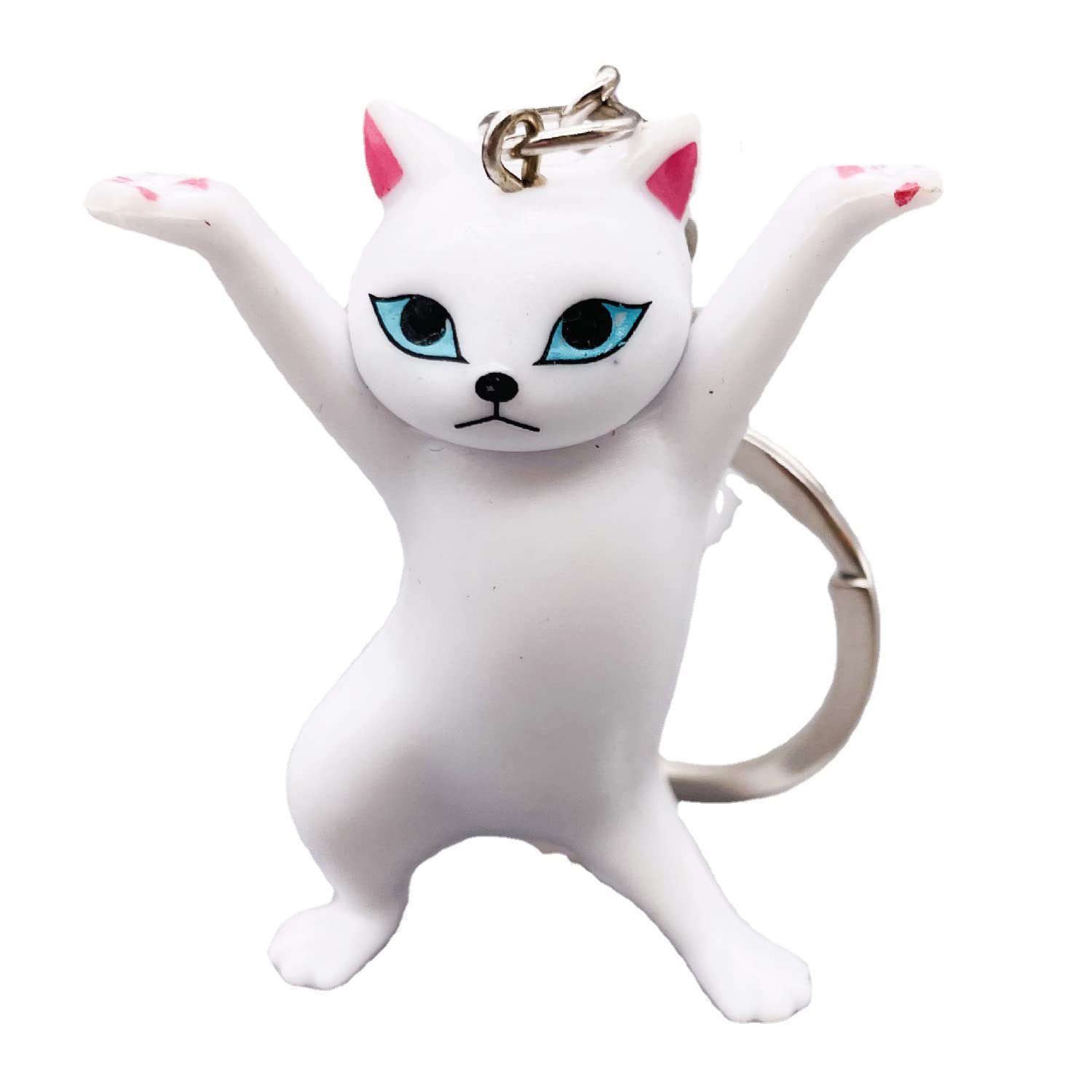 Shining Crown Cat Keychain, Cute, Enchanting, White, Medium