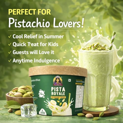 Image of Nairuti Vyutpadan Pista Royale Milkshake Premix 150g | Premium Pistachio Dry Fruit Shake Powder | Instant Healthy Pista Milk Drink Mix | No Preservatives, No Artificial Color, Natural Energy Booster | Ready In A Minute - Milkshake premix