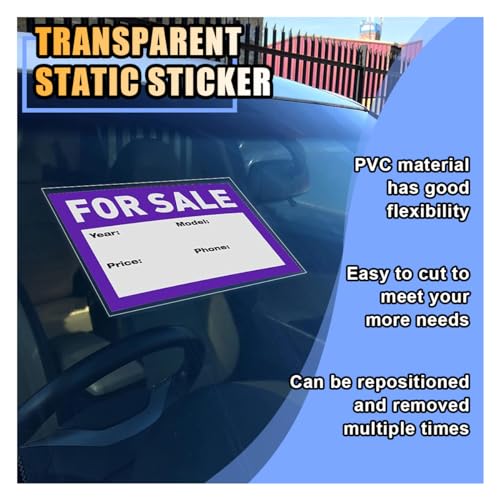Image of smilfuy Car Windshield Sticker Decals, 6.3x6.3 Inch Car Windshield Sticker Applicator with Squeegee, Clear Window Static Cling Film Decals for Car Parking Permit Inspection Sticker Holder (6 Sheets)