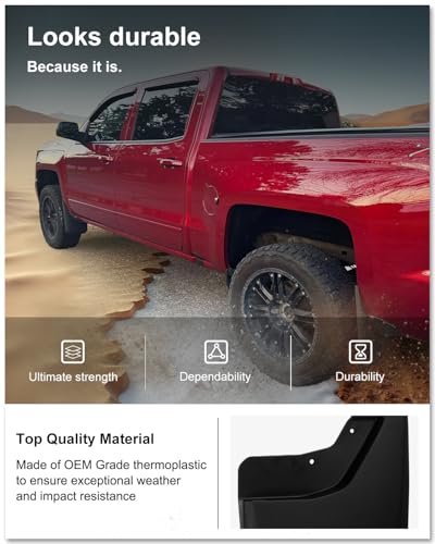Image of KIWI MASTER Mud Flaps for 2014-18 Chevy Silverado 1500 Accessories, 2019 Silverado 1500 LD, 2015-19 Silverado 2500 /3500, Heavy Duty Mud Guards, Front & Rear Splash Guards, No Drill, 4 Pcs Set