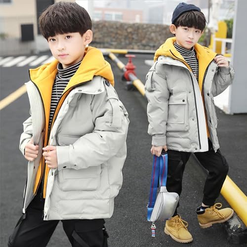 Boy's Hooded Jacket Winter Puffer Coats Zip Windbreaker Warm Outerwear for 3-12 Years2