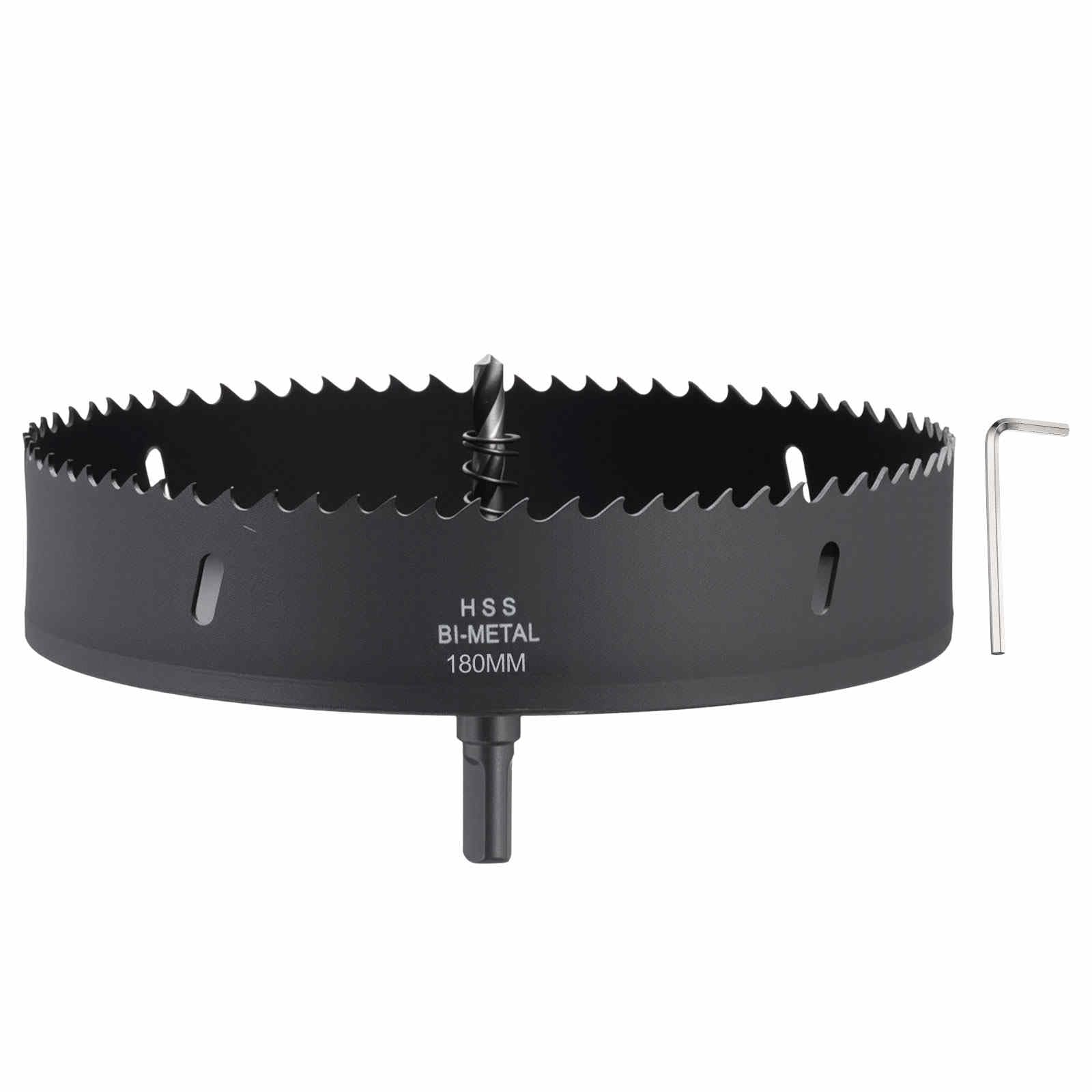 CoCud 7-1/16"(180mm) Hole Saw, M42 Bi-Metal Hex Shank Hole Cutters Drill Bit with Spring
