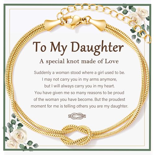 Daughter Gifts from Mom, Daughters Knot Bracelet Jewelry Mothers Day Birthday Christmas Gifts for Adults Daughter Teens