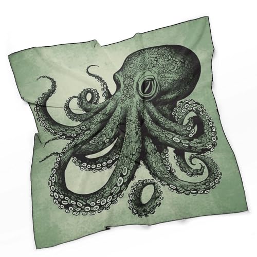 Green Octopus Scarf for Women, Elegant Silk Like Scarves - Wrinkle Resistant, Soft & Shiny Bandana for Uniforms, Hair Accessory, Handbag Decor, 27 Inch3