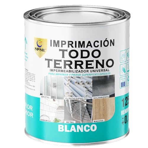 SPSIL Imprimación Universal TODO TERRENO Blanco 125ml - Anticorrosiva y Multisuperficie - Resistente Alta Temperatura y Alta Adherencia - Secado Rápido