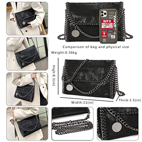 JOTHIN Crossbody Bags for Women Designer Handbags for Women Clutch Chain Purse Women's Shoulder Handbags(Black)3