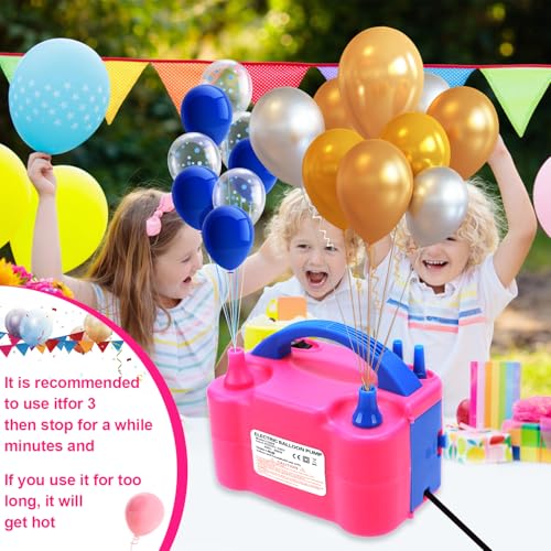 Image of Electric Balloon Pump UK, 600W Electric Air Pump for Balloons, Double Nozzle Balloon Inflator Machine Portable Pump for Party, Weddings, Birthday Decorations