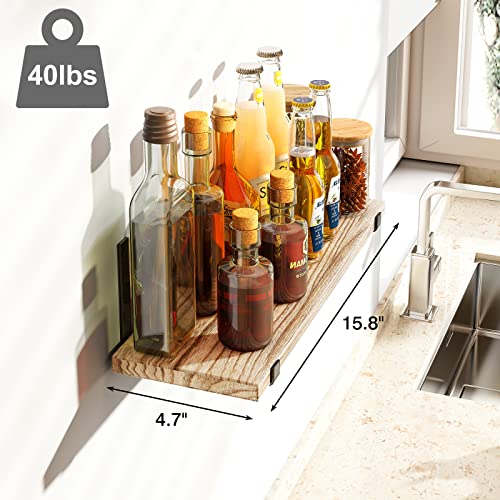 Fixwal Floating Shelves, Width 4.7 Inches Wall Shelves Set Of 5, Rustic Wood Wall Storage Shelves For Bedroom, Living Room, Kitchen, Bathroom, Office And Plants (Carbonized Black) #TOP1