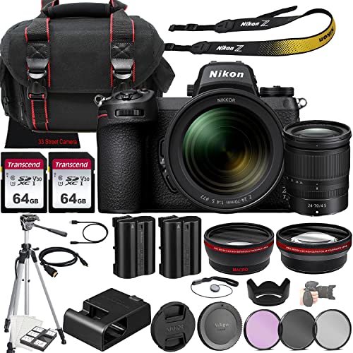 Nikon Z7 II Mirrorless Camera w/NIKKOR Z 24-70mm f/4 S Lens + 128GB Memory + Case + Tripod + 3 Piece Filter Kit + More (30pc Bundle)