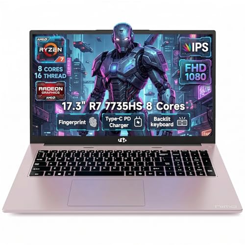 Image of NIMO Gaming Laptop 17.3 inch IPS FHD - AMD Ryzen 7 7735HS 8-Core /16-Thread, Radeon 680M Graphics, 64GB DDR5 Ram, 2TB PCIE4.0 SSD, Backlit Keyboard, Fingerprint, 100W PD Type-C, Windows 11 Computer
