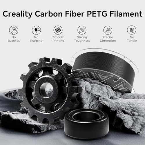 Image of Official Creality Hyper PETG-CF (Carbon Fiber) Filament 1.75mm, High Speed Hyper PETG-CF 30-300mm /s 3D Printer Filament, Dimensional Accuracy + /-0.02mm, 1KG Spool Black, Fit Most FDM 3D Printers