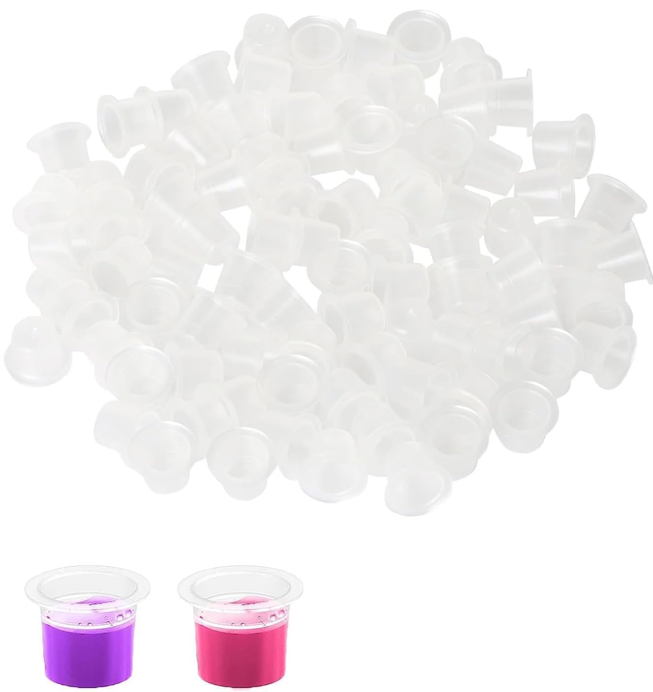 Tattoo Ink Cups 200 Pcs Mixed Size Permanent Makeup Pigment Clear Holder Container Cap Tattoo Accessory
