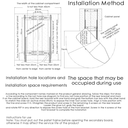 Retractable Ironing Board,Pull-out Rotatable 180° Ironing Board,Compact Ironing Board for Space Saving, for Wardrobe Cloakroom Home Apartment(Color 1) - Image 8